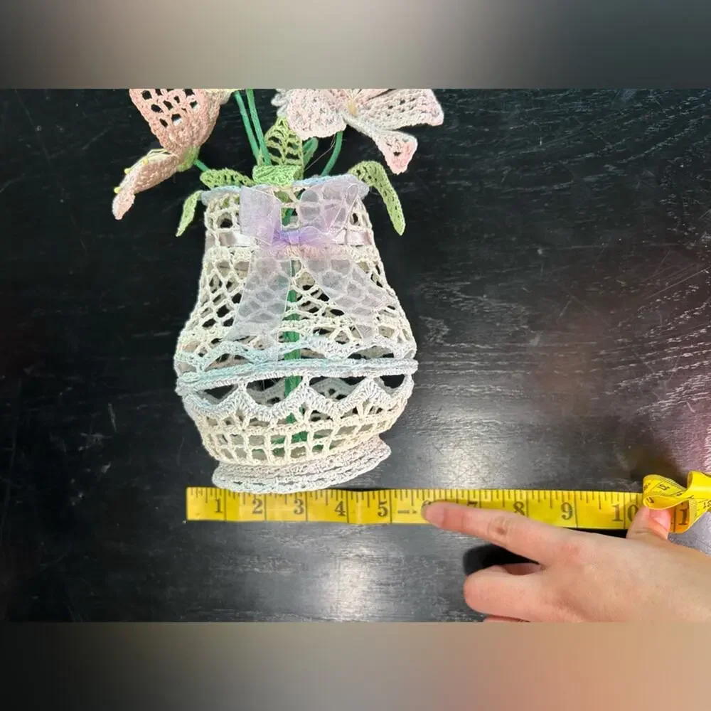 Handcrafted Crochet Floral Arrangement in Pastel Colors- glued to mold, 9